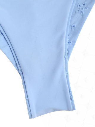Light Blue Recycled Fabric Eyelet Jacquard String Cheeky Brazilian Bikini Bottom