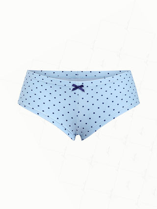 Light Blue Polka Dot Bowknot Bikini Bottom Cheeky Swim Boyshorts