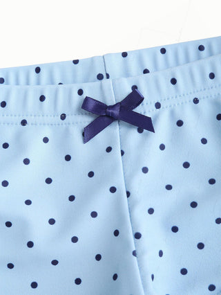 Light Blue Polka Dot Bowknot Bikini Bottom Cheeky Swim Boyshorts