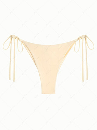 Champagne Satin Solid Color String Cheeky Brazilian Bikini Bottom