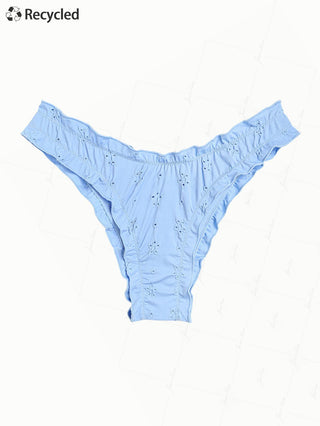 Light Blue Recycled Fabric Jacquard Ruffles Edge Cheeky Bikini Bottom