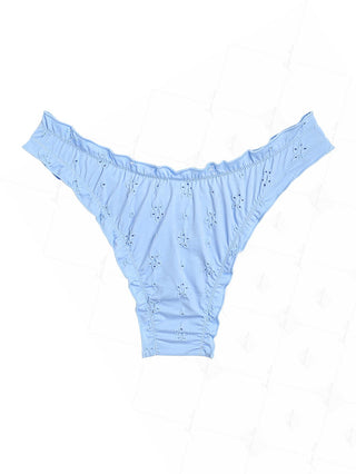 Light Blue Recycled Fabric Jacquard Ruffles Edge Cheeky Bikini Bottom
