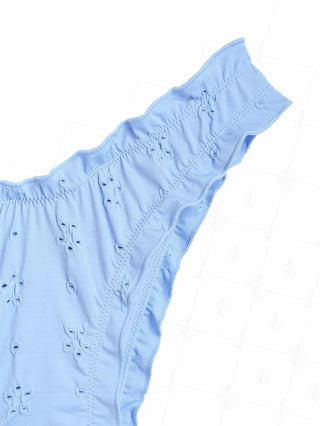 Light Blue Recycled Fabric Jacquard Ruffles Edge Bralette Bikini Set