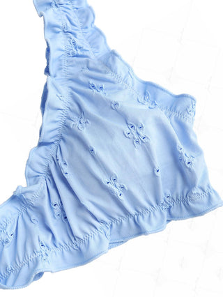 Light Blue Recycled Fabric Jacquard Ruffles Edge Bralette Bikini Set