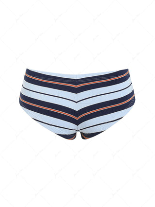 Blue Striped Bowknot Bikini Bottom Cheeky Swim Boyshorts