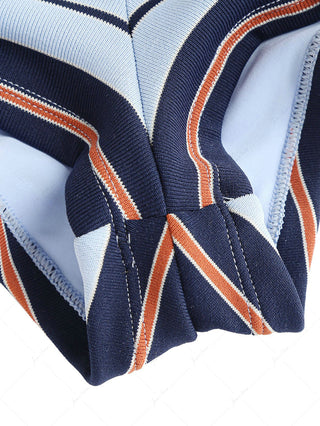 Blue Striped Bowknot Bikini Bottom Cheeky Swim Boyshorts
