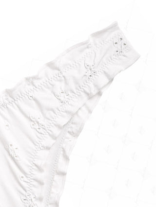 White Recycled Fabric Jacquard Ruffles Edge Bralette Bikini Set