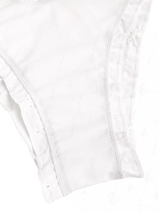 White Recycled Fabric Jacquard Ruffles Edge Bralette Bikini Set
