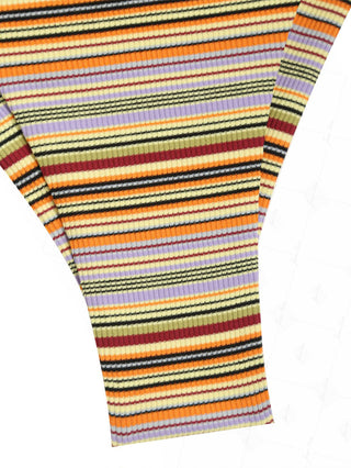 Yellow Ribbed Knit Striped String Cheeky Brazilian Bikini Bottom