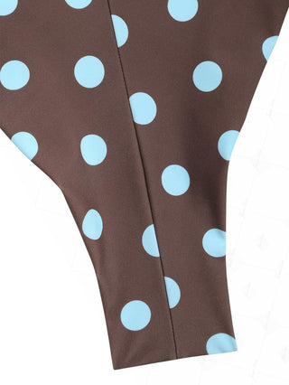 Coffee Striped Polka Dot Triangle Top & Cheeky Brazilian Bottom Reversible Bikini Set