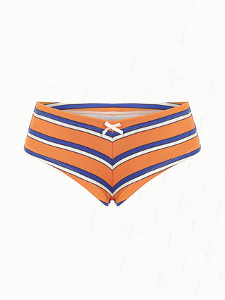 Orange Striped Bowknot Bikini Bottom Cheeky Swim Boyshorts