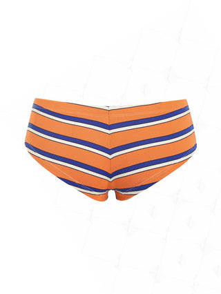 Orange Striped Bowknot Bikini Bottom Cheeky Swim Boyshorts