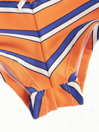 Orange Striped Bowknot Bikini Bottom Cheeky Swim Boyshorts