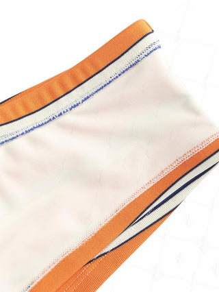 Orange Striped Bowknot Bikini Bottom Cheeky Swim Boyshorts