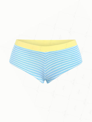 Sky Blue Striped Bikini Bottom Cheeky Swim Boyshorts