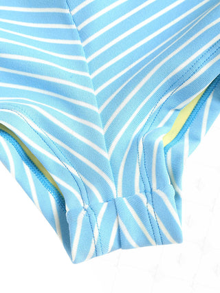 Sky Blue Striped Contrast Binding Triangle Cheeky Boyshorts Bikini Set