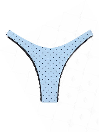 Light Blue Polka Dot Lace Bowknot High Cut Bikini Bottom