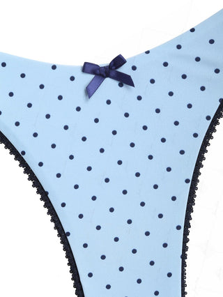 Light Blue Polka Dot Lace Bowknot High Cut Bikini Bottom