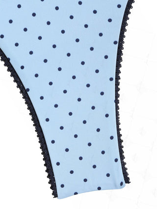 Light Blue Polka Dot Lace Bowknot High Cut Bikini Bottom