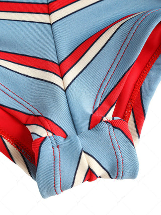 Blue Striped Bowknot Bikini Bottom Cheeky Swim Boyshorts