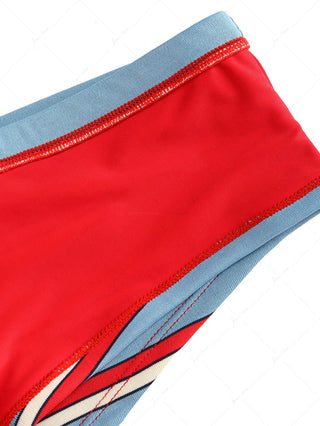 Blue Striped Bowknot Bikini Bottom Cheeky Swim Boyshorts