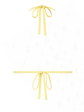 Sky Blue Striped Contrast Binding Halter Triangle Bikini Top