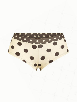 Apricot Polka Dot Print Bikini Bottom Cheeky Swim Boyshorts