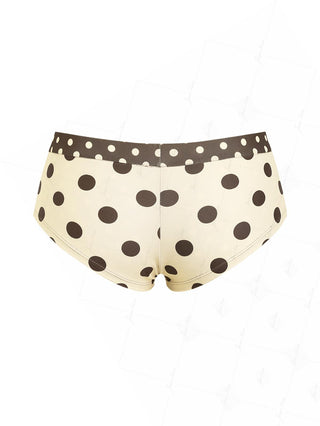 Apricot Polka Dot Print Bikini Bottom Cheeky Swim Boyshorts