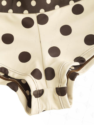 Apricot Polka Dot Print Bikini Bottom Cheeky Swim Boyshorts