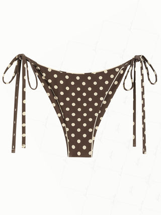 Apricot Polka Dot Print Reversible Cheeky Brazilian Bikini Bottom