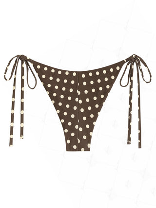 Apricot Polka Dot Print Reversible Cheeky Brazilian Bikini Bottom