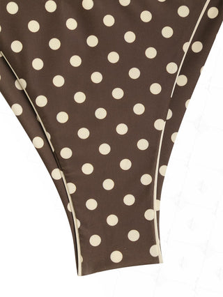Apricot Polka Dot Print Reversible Cheeky Brazilian Bikini Bottom