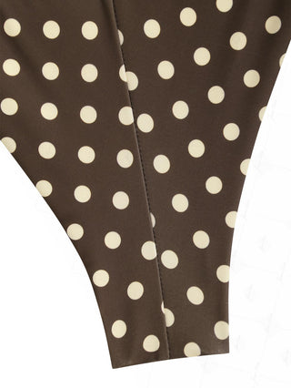 Apricot Polka Dot Print Reversible Cheeky Brazilian Bikini Bottom