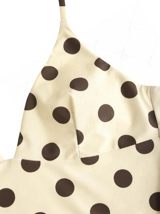 Apricot Polka Dot Halter Tied Back Reversible Tankini Top