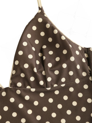 Apricot Polka Dot Halter Tied Back Reversible Tankini Top