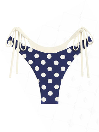 Deep Blue Polka Dot Print Double Layer Bikini Bottom