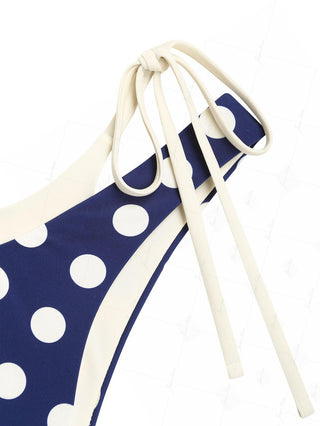 Deep Blue Polka Dot Print Double Layer Bikini Bottom