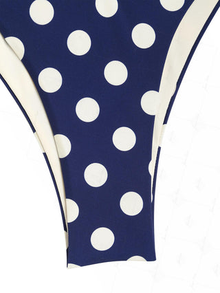 Deep Blue Polka Dot Print Double Layer Bikini Bottom