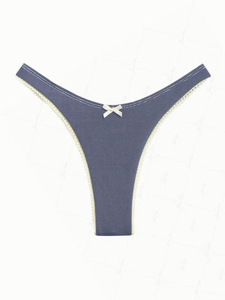 Deep Blue Denim Lace Bowknot High Cut Bikini Bottom