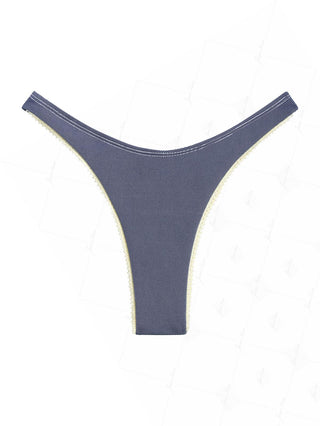 Deep Blue Denim Lace Bowknot High Cut Bikini Bottom