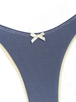 Deep Blue Denim Lace Bowknot High Cut Bikini Bottom