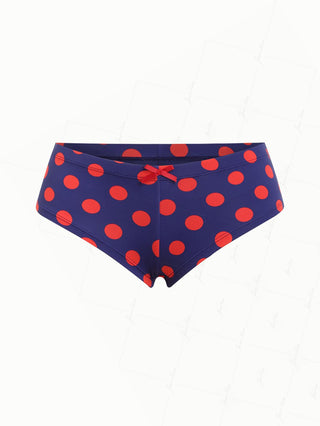 Midnight Blue Polka Dot Print Bikini Bottom Cheeky Swim Boyshorts