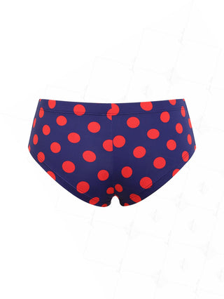 Midnight Blue Polka Dot Print Bikini Bottom Cheeky Swim Boyshorts