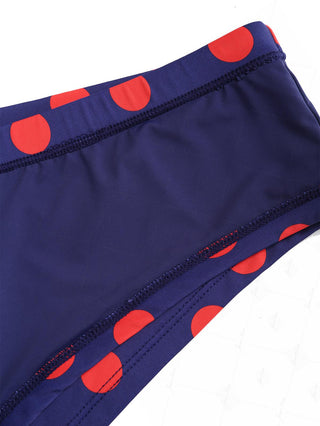 Midnight Blue Polka Dot Print Bikini Bottom Cheeky Swim Boyshorts