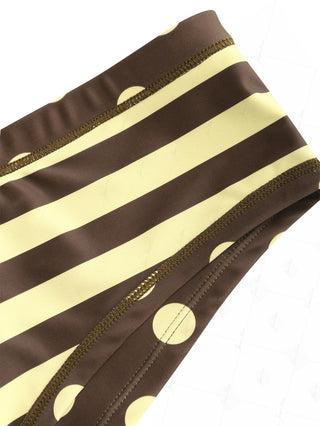 Coffee Polka Dot Print Bikini Bottom Cheeky Swim Boyshorts