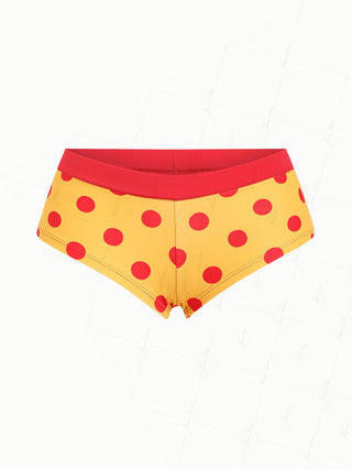 Yellow Polka Dot Print Bikini Bottom Cheeky Swim Boyshorts