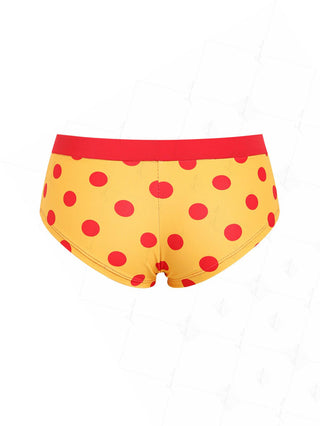 Yellow Polka Dot Print Bikini Bottom Cheeky Swim Boyshorts