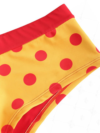 Yellow Polka Dot Print Bikini Bottom Cheeky Swim Boyshorts