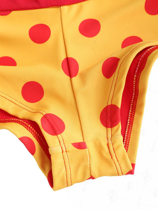 Yellow Polka Dot Print Bikini Bottom Cheeky Swim Boyshorts
