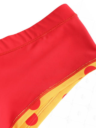 Yellow Polka Dot Print Bikini Bottom Cheeky Swim Boyshorts